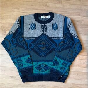 Vintage 80’s Acrylic Sweater with Geometric Patterns